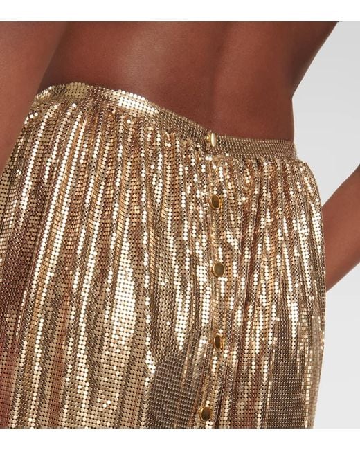 Rabanne Natural High-Rise Metallic Mesh Maxi Skirt