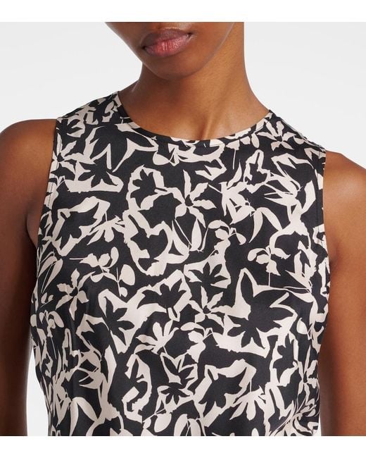 Asceno White Valencia Printed Silk Twill Maxi Dress