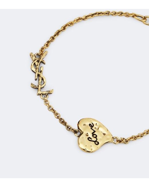 Saint Laurent Metallic Cassandre Chain Bracelet