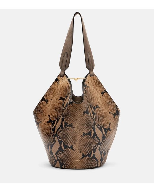 Khaite Brown Lotus Small Snake-Effect Leather Tote Bag