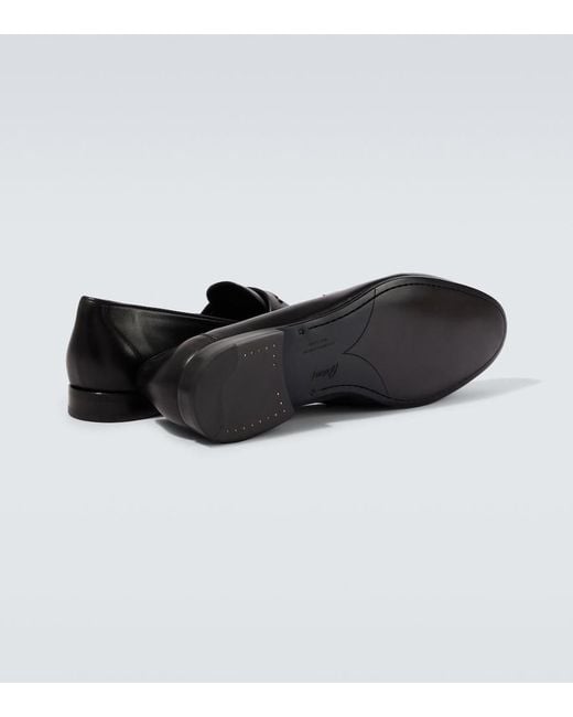 Brioni Black Appia Leather Penny Loafers for men