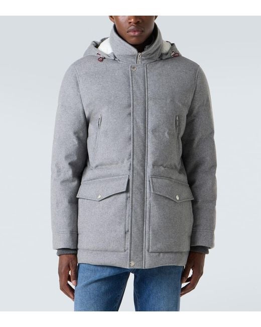 Brunello Cucinelli Wattierte Jacke Aus Wolle in Gray für Herren
