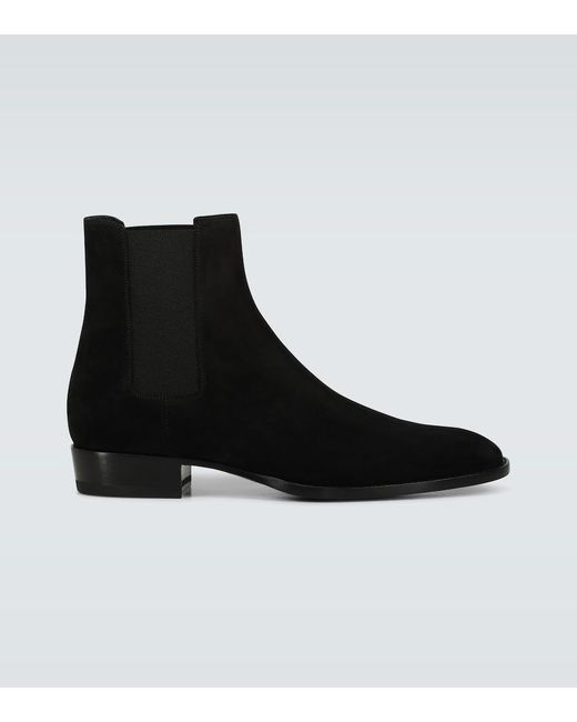 Saint Laurent Black Wyatt 30 Suede Ankle Boot for men