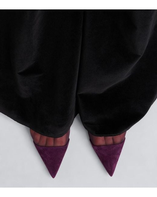 Gianvito Rossi Purple Suede-Trimmed Mesh Pumps