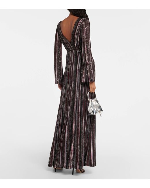 Missoni Gray Sequinned Striped Maxi Dress