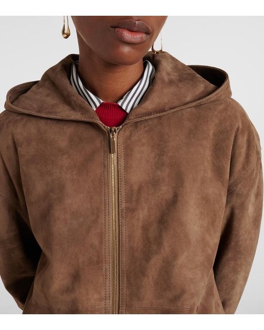 Max Mara Brown Suede Zip-Up Hoodie