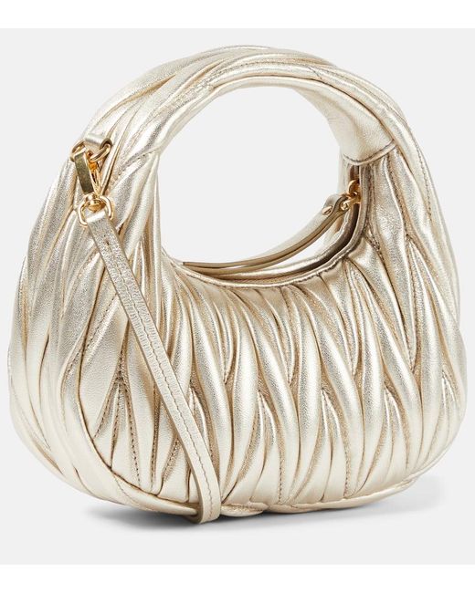 Miu Miu White Wander Mini Matelasse Leather Shoulder Bag