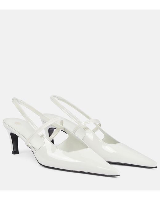 Totême White Sharp 50 Patent Leather Slingback Pumps