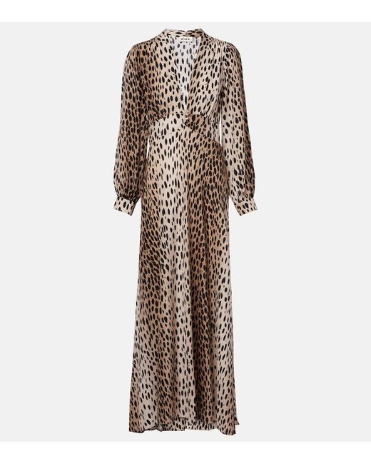 Rixo Natural Emory Printed Silk Maxi Dress