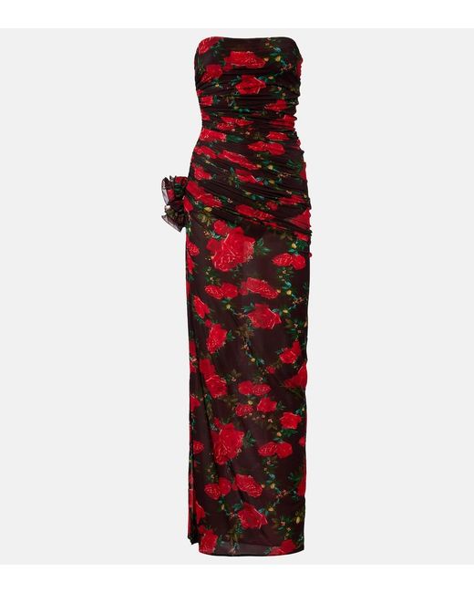 Magda Butrym Red Floral Ruched Gown