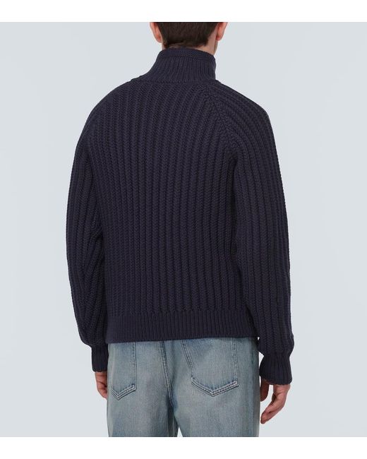 Pullover in lana a coste di Loewe in Blue da Uomo
