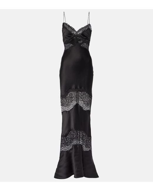 Vestido de fiesta Larisa de saten con encaje Rebecca Vallance de color Black