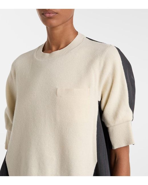 Pull Raye En Laine Sacai en coloris White