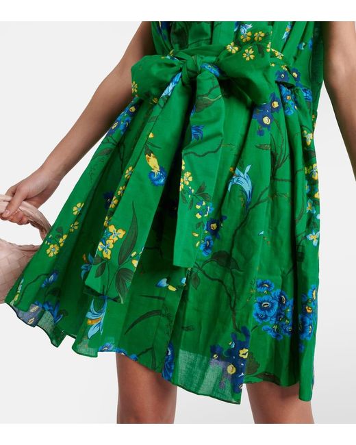 Erdem Green Minikleid aus Baumwolle und Leinen