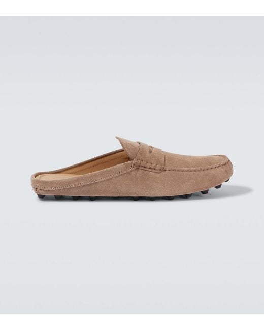 Tod's White Gommino Bubble Suede Mules for men
