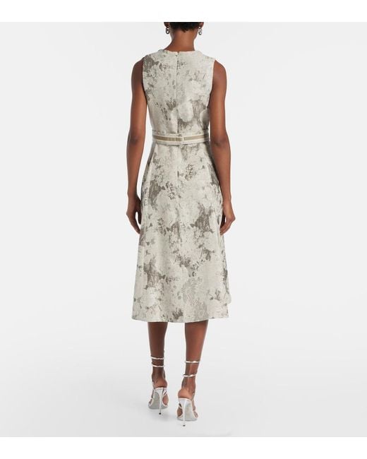 Max Mara Natural Cotton-Blend Jacquard Midi Dress