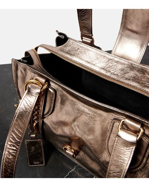 Chloé Natural Kerala 25 Large Metallic Leather Tote Bag