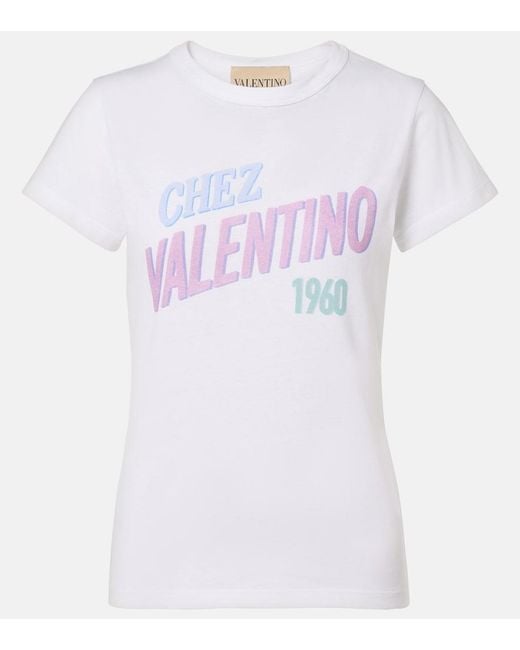 Valentino White Chez Cotton Jersey T-Shirt