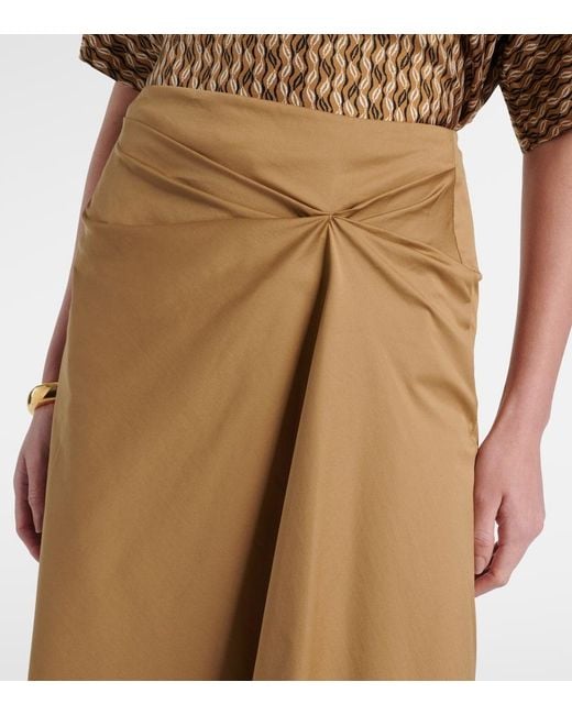 Max Mara Natural Paggi Cotton-Blend Satin Midi Skirt