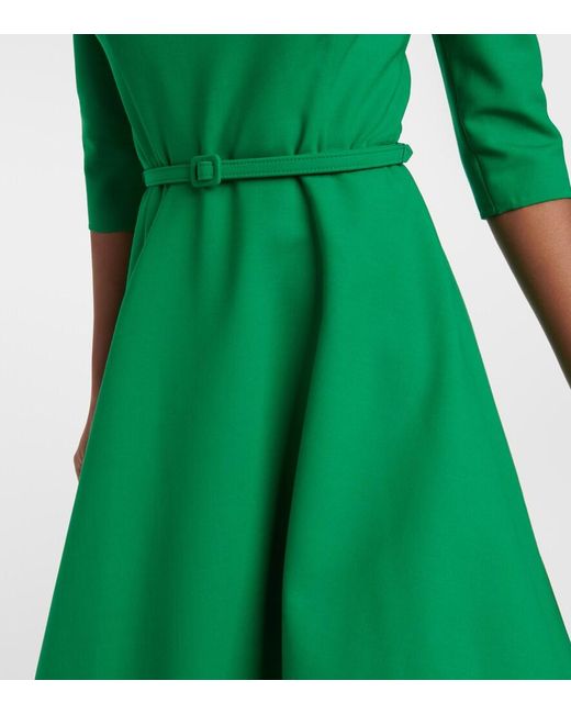 Oscar de la Renta Green Wool-Blend Midi Dress