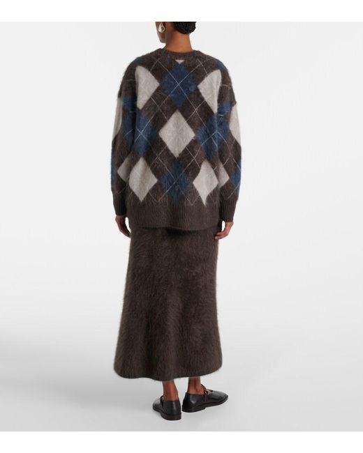 Lisa Yang Black Elaria Argyle Cashmere Cardigan