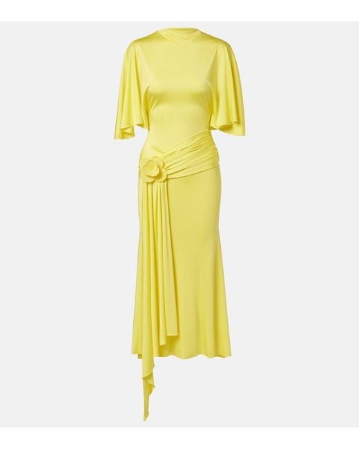 David Koma Yellow Floral-Applique Jersey Cocktail Dress