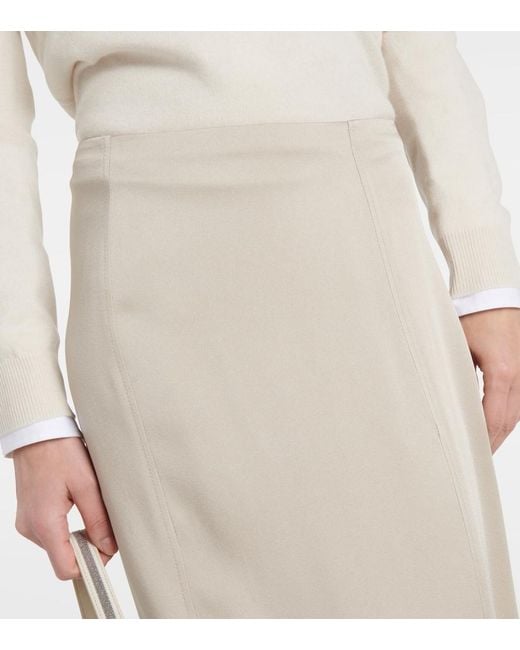 Brunello Cucinelli Natural Satin Maxi Skirt