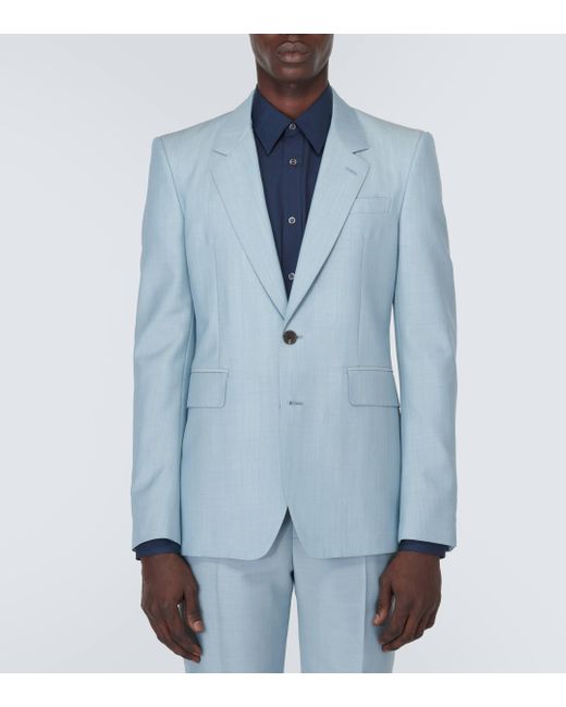 Veste de costume en laine et mohair Alexander McQueen pour homme en coloris Blue