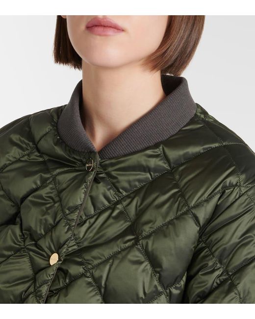 Max Mara Green Bsoft Quilted Bomber Jacket