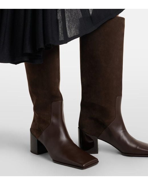 Alaïa Brown 55 Leather Knee-High Boots