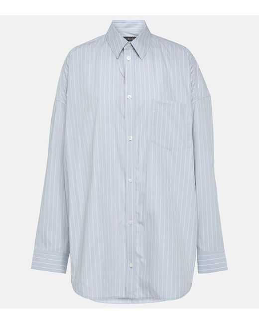 Camicia oversize in cotone a righe di Balenciaga in Blue