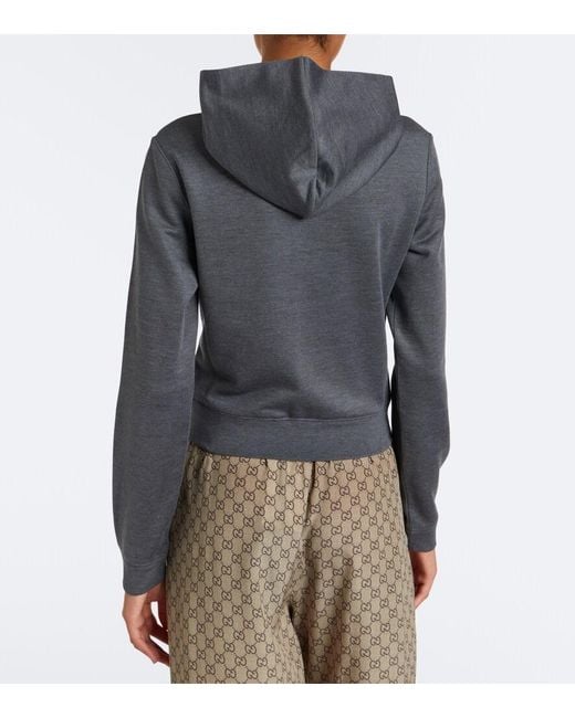 Gucci Gray Cotton And Silk Zip-Up Hoodie