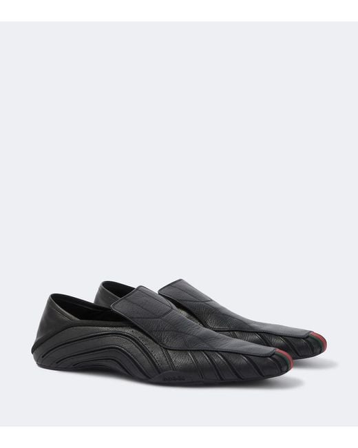 Gucci Black Mesh-Trimmed Leather Loafers for men