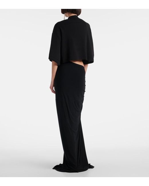 Alaïa Black Gathered Jersey Maxi Skirt