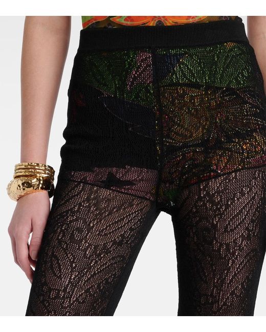 Etro Black Cotton Lace Flared Pants