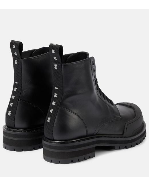 Marni Black Dada Leather Combat Boots
