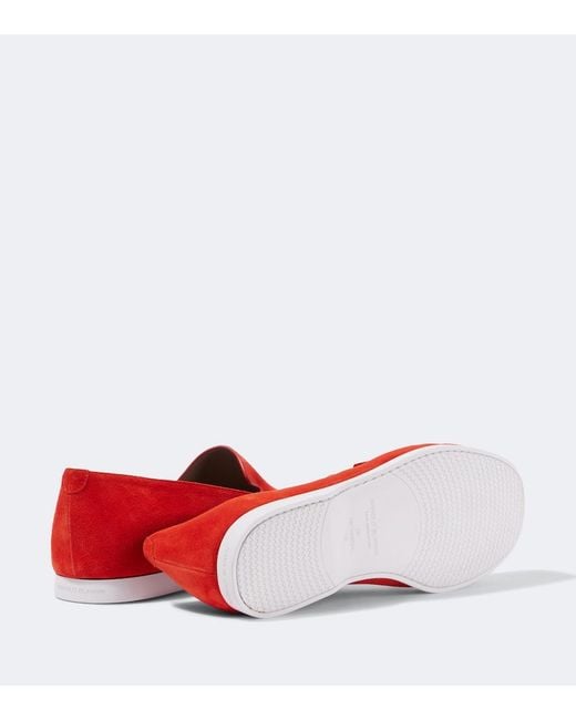 Manolo Blahnik Red Monaco Suede Loafers for men