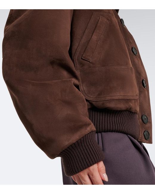 The Attico Brown Oversized Suede Bomber Jacket