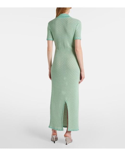 Versace Green Crochet Cotton-Blend Maxi Dress