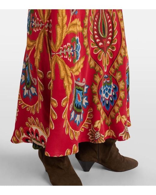 Farm Rio Red Maxikleid Folk Tapestry