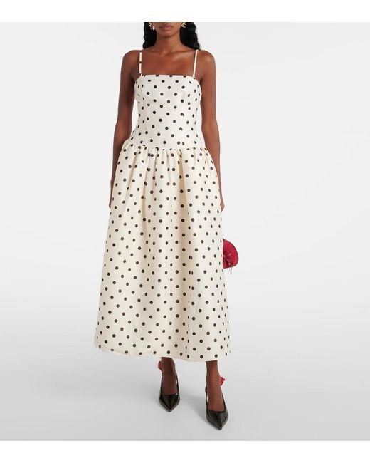 Self-Portrait White Polka-Dot Taffeta Corset Dress