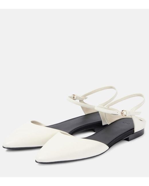 Co. White Leather Slingback Flats