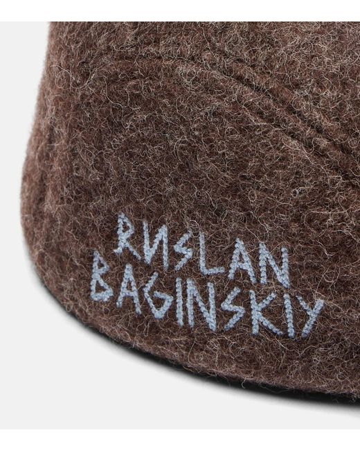 Ruslan Baginskiy Brown Logo Wool-Blend Newsboy Cap