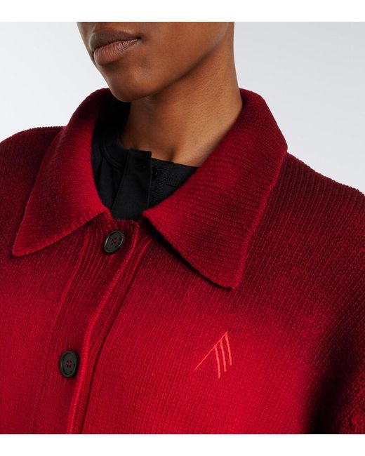The Attico Red Ombre Oversized Wool And Cashmere Cardigan