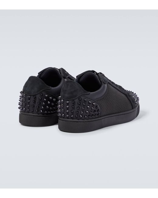 Christian Louboutin Black Seavaste 2 Orlato Leather And Woven Low-top Trainers for men