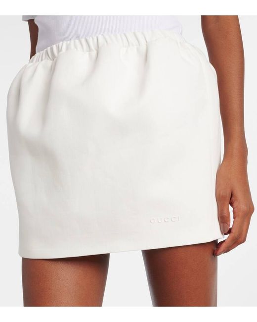 Gucci White Tulip Linen Miniskirt