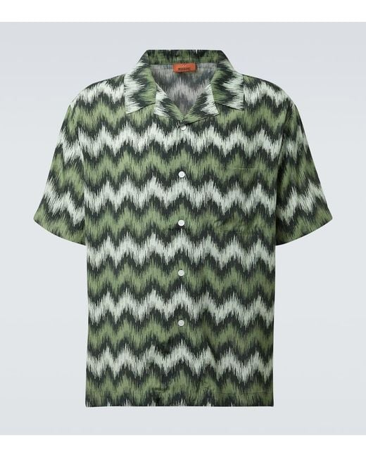 Missoni Green Zig Zag Bowling Shirt for men