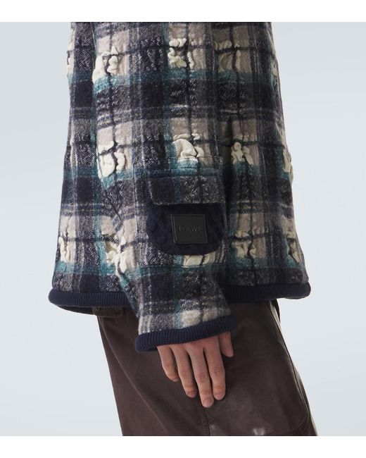 Loewe Gray Plaid Wool And Linen Jacket for men