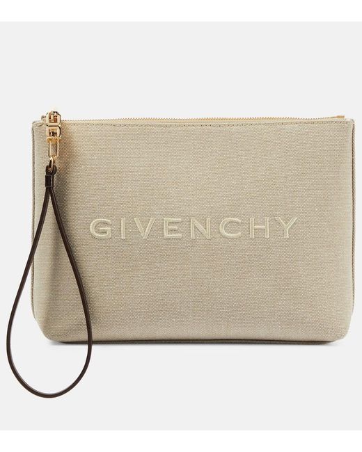 Pouch de lona con logo bordado Givenchy de color Natural
