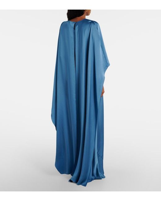 Jonathan Simkhai Blue Izel Caped Satin Gown